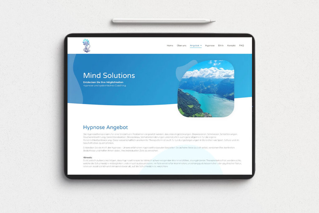 Mind Solutions Webauftritt iPad