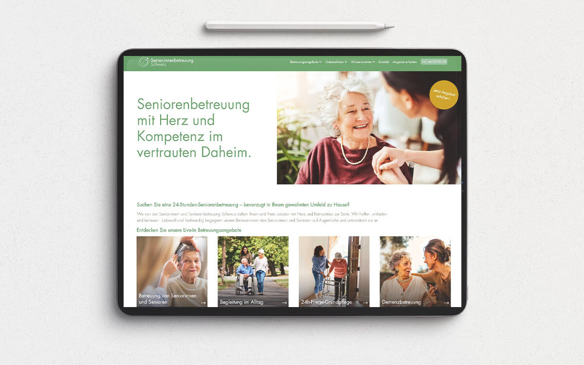 Seniorinnen- und Seniorenbetreuung Schweiz iPad